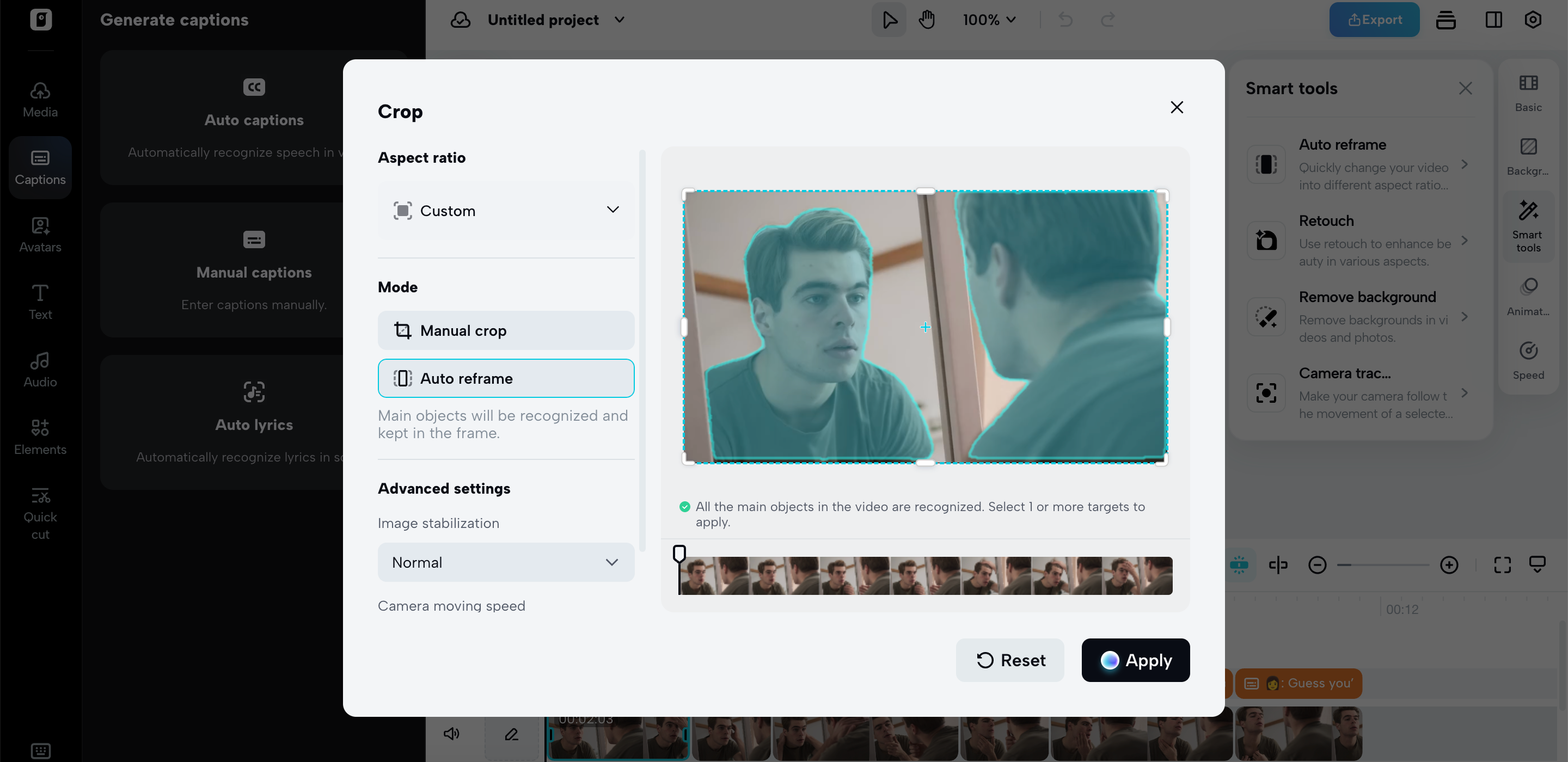 Recurso de redimensionamento inteligente