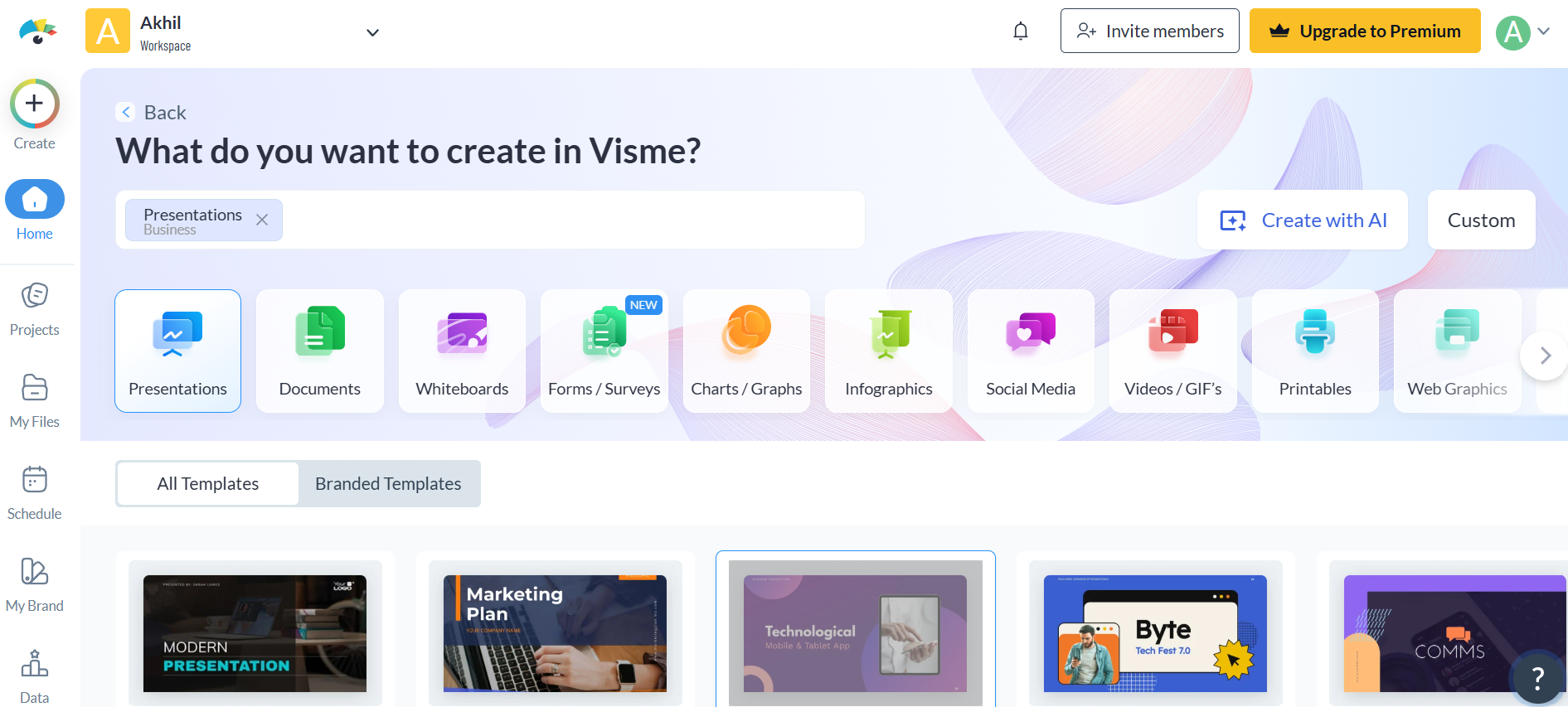 Interface ng Visme