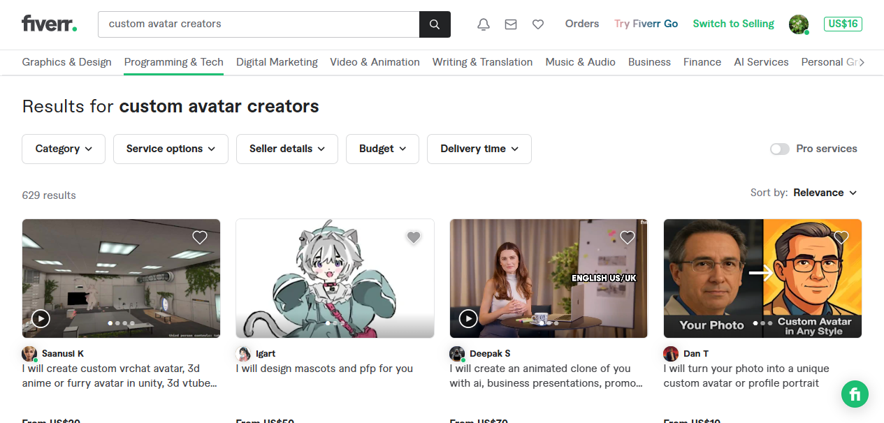 Getting personlized avatar through Fiverr
