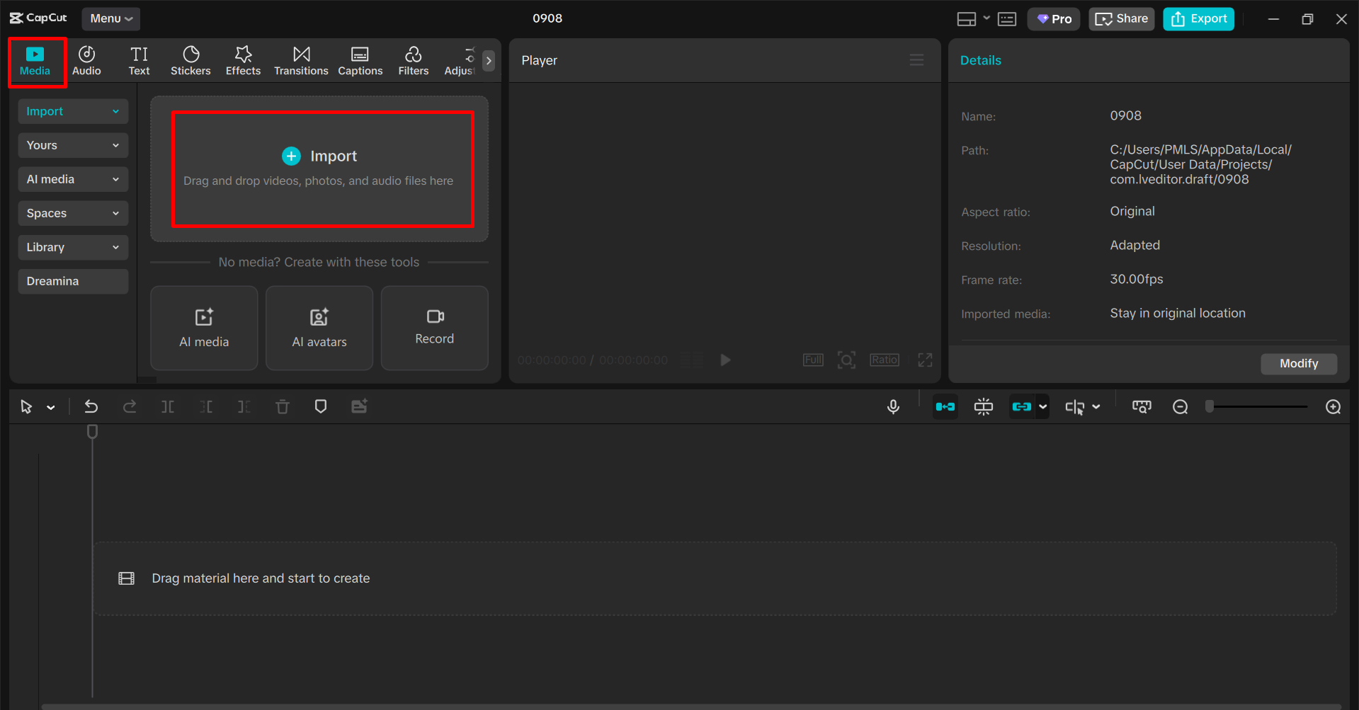 Import obrázku do editoru videa CapCut