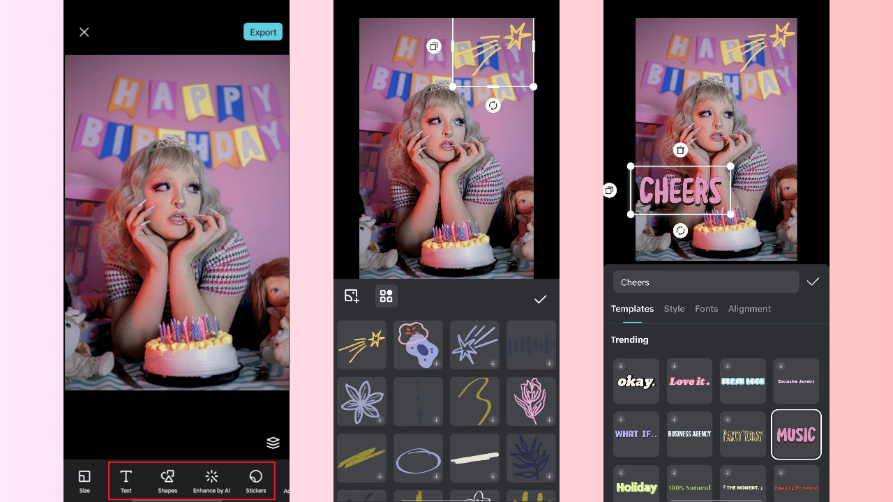 Add stickers and text