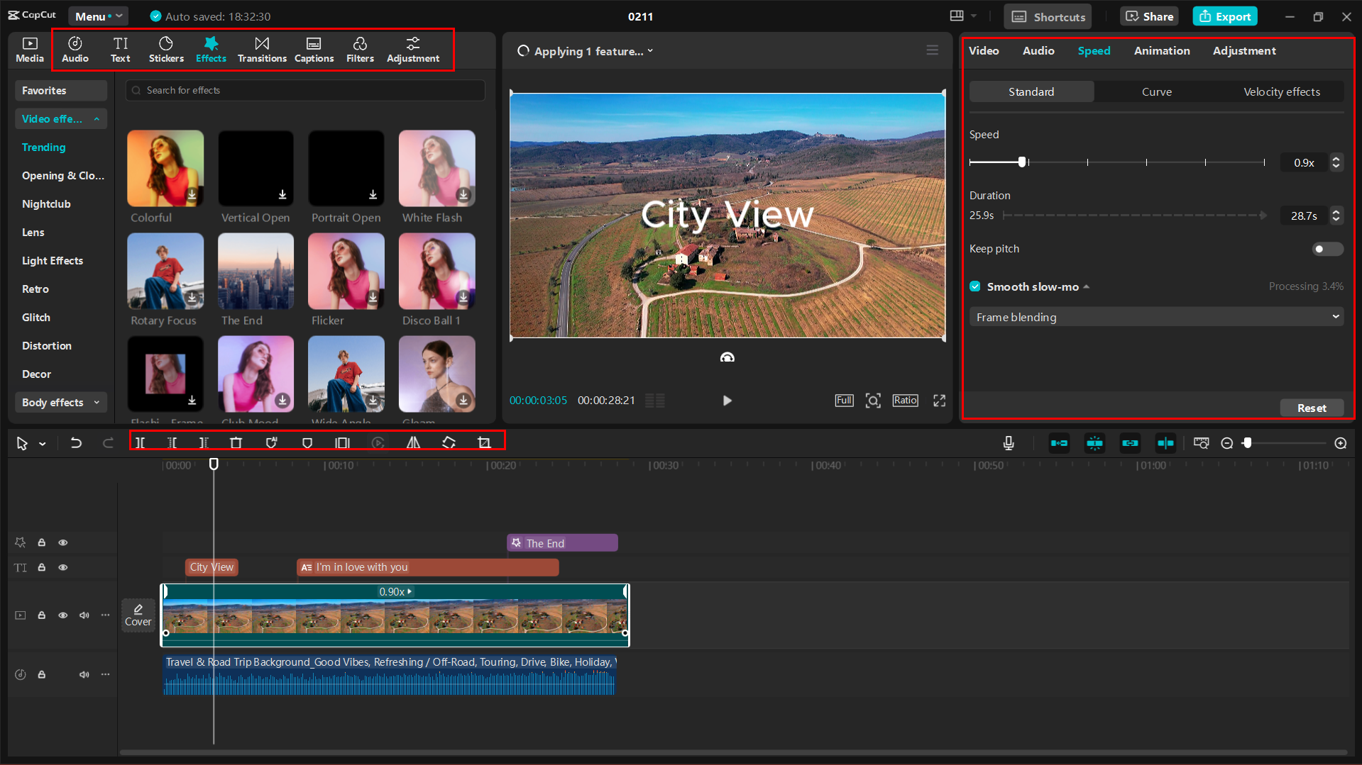 Editing the video with CapCut's advanced video editing features