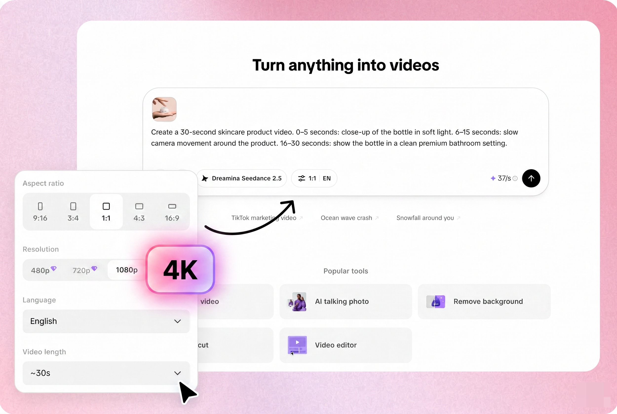 Generate and refine your video