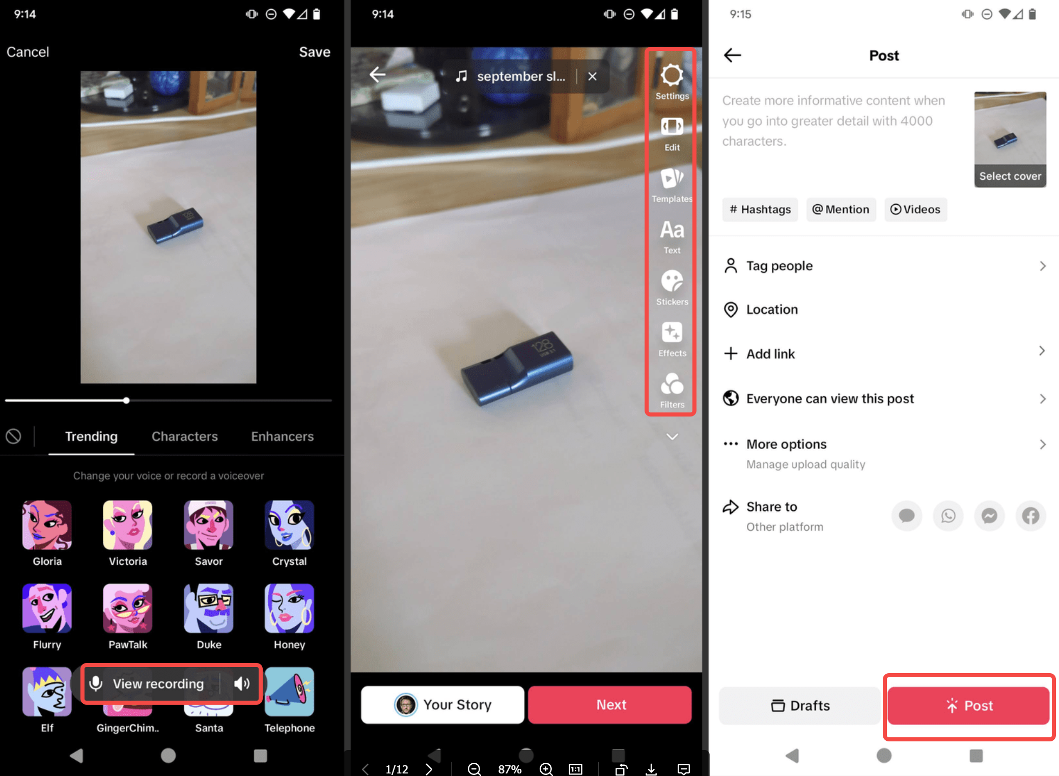 Showing how to add sound effects to TikTok videos