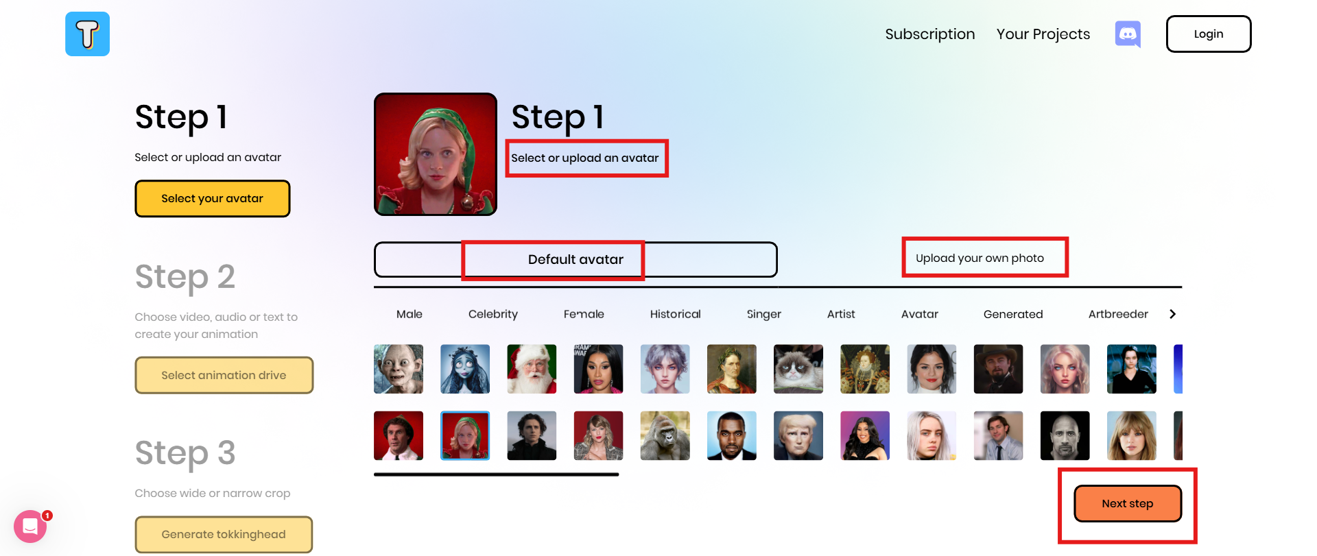 Select an avatar