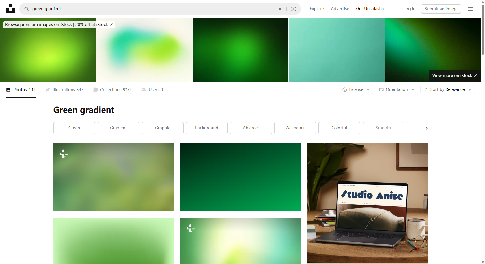 Unsplash interface