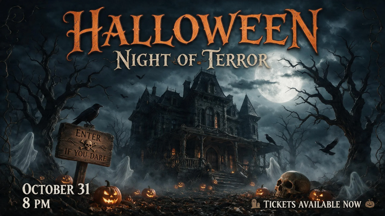 Prompt for a Halloween haunted house poster