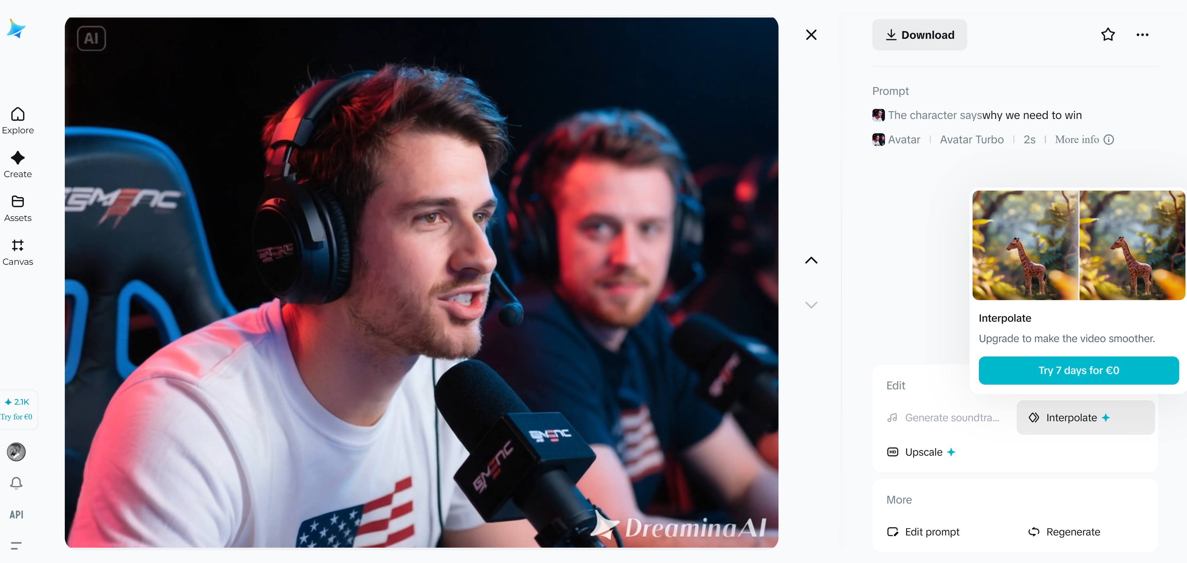 Dreamina's frame interpolation