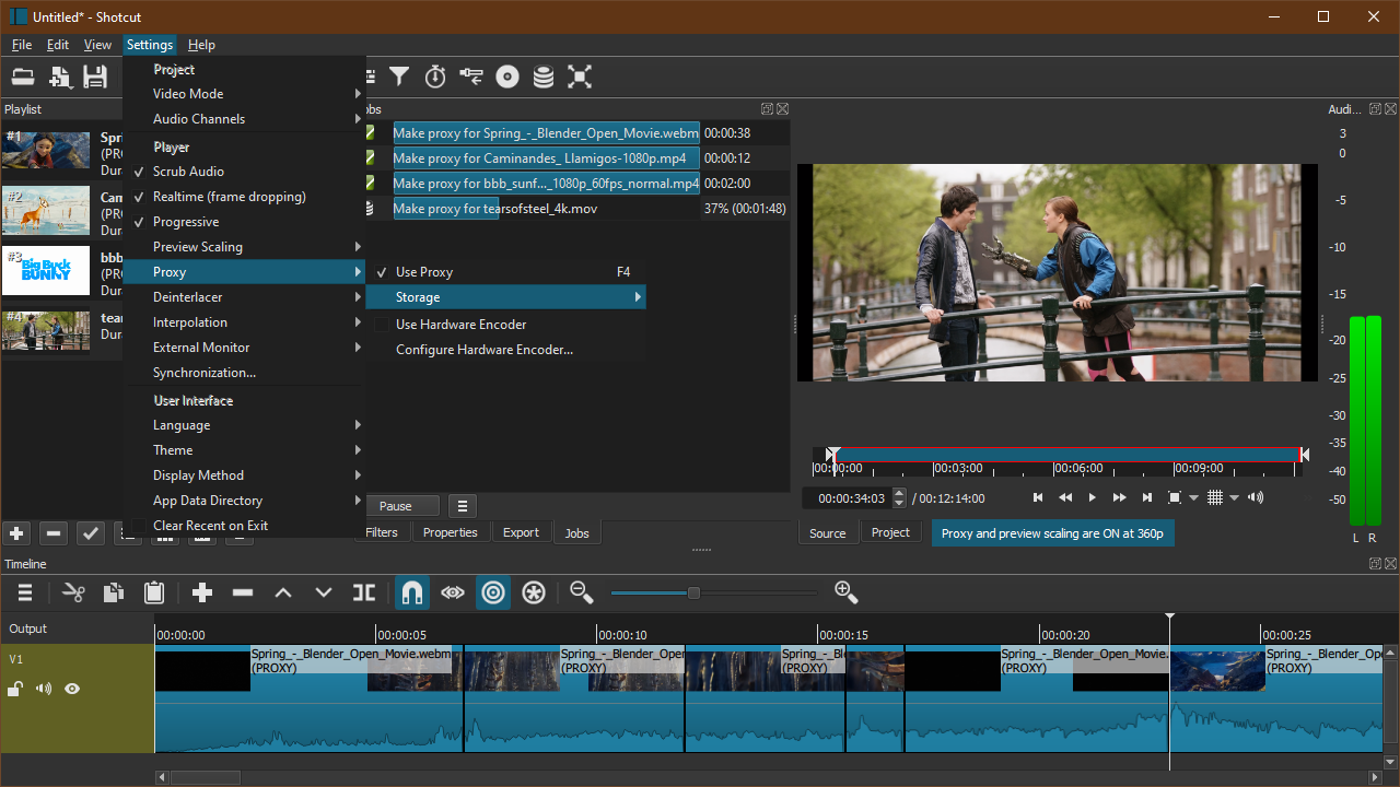 Interface of Shotcut - a user-friendly simple Windows video editor