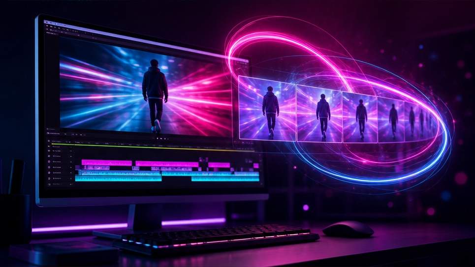 neon slow-motion video template workflow visual