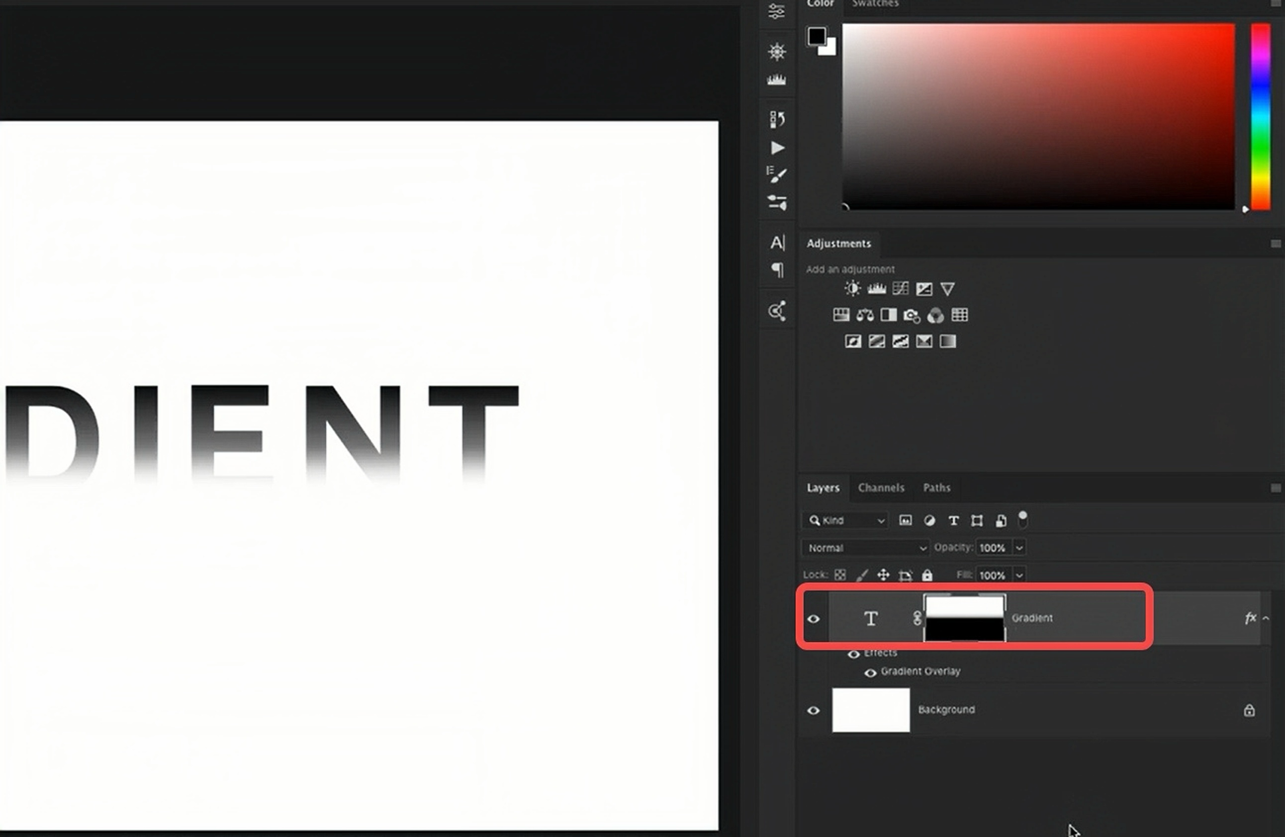 An easy way to make transparent gradient letters in Photoshop