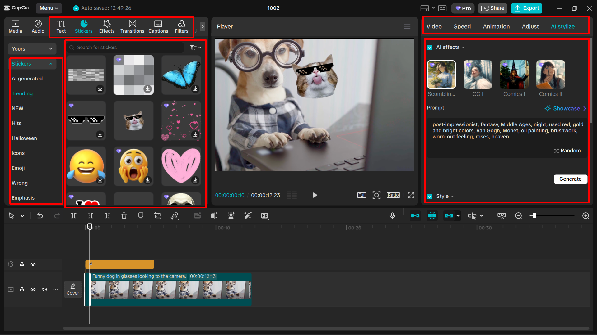 Editing meme video using the CapCut desktop video editor