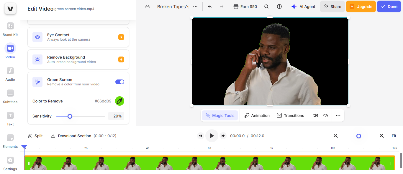 Apply the Chroma Key tool