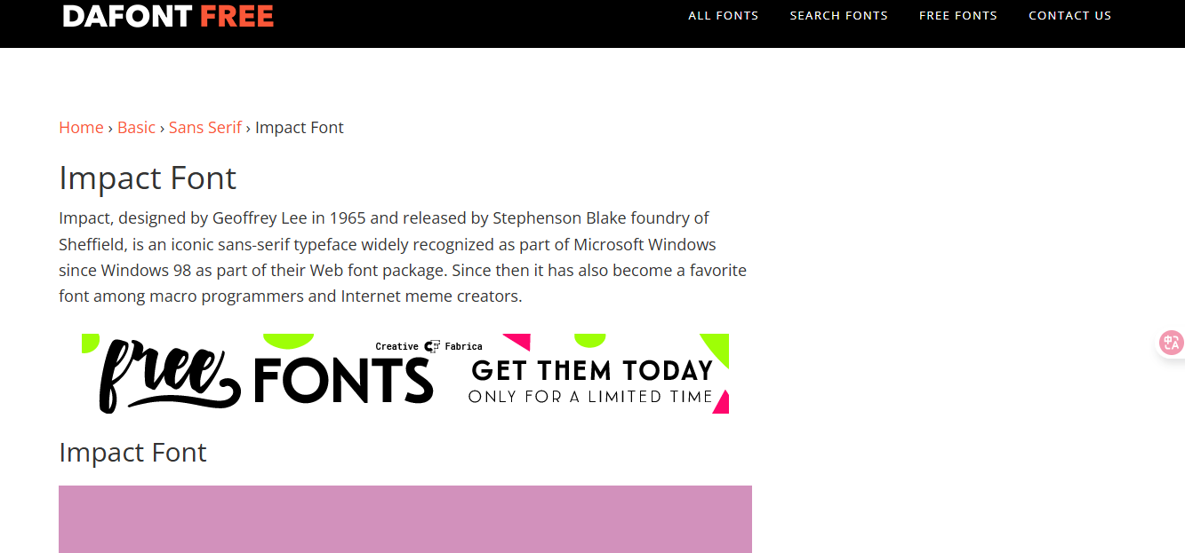 DaFontFree interface