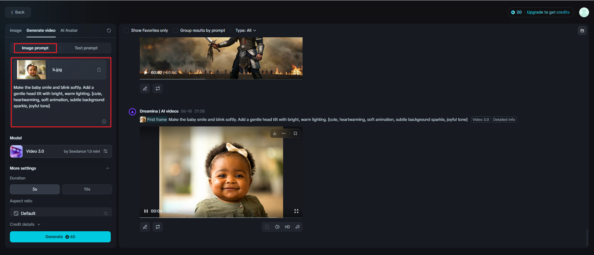 Trabalhos Image to video generator:
