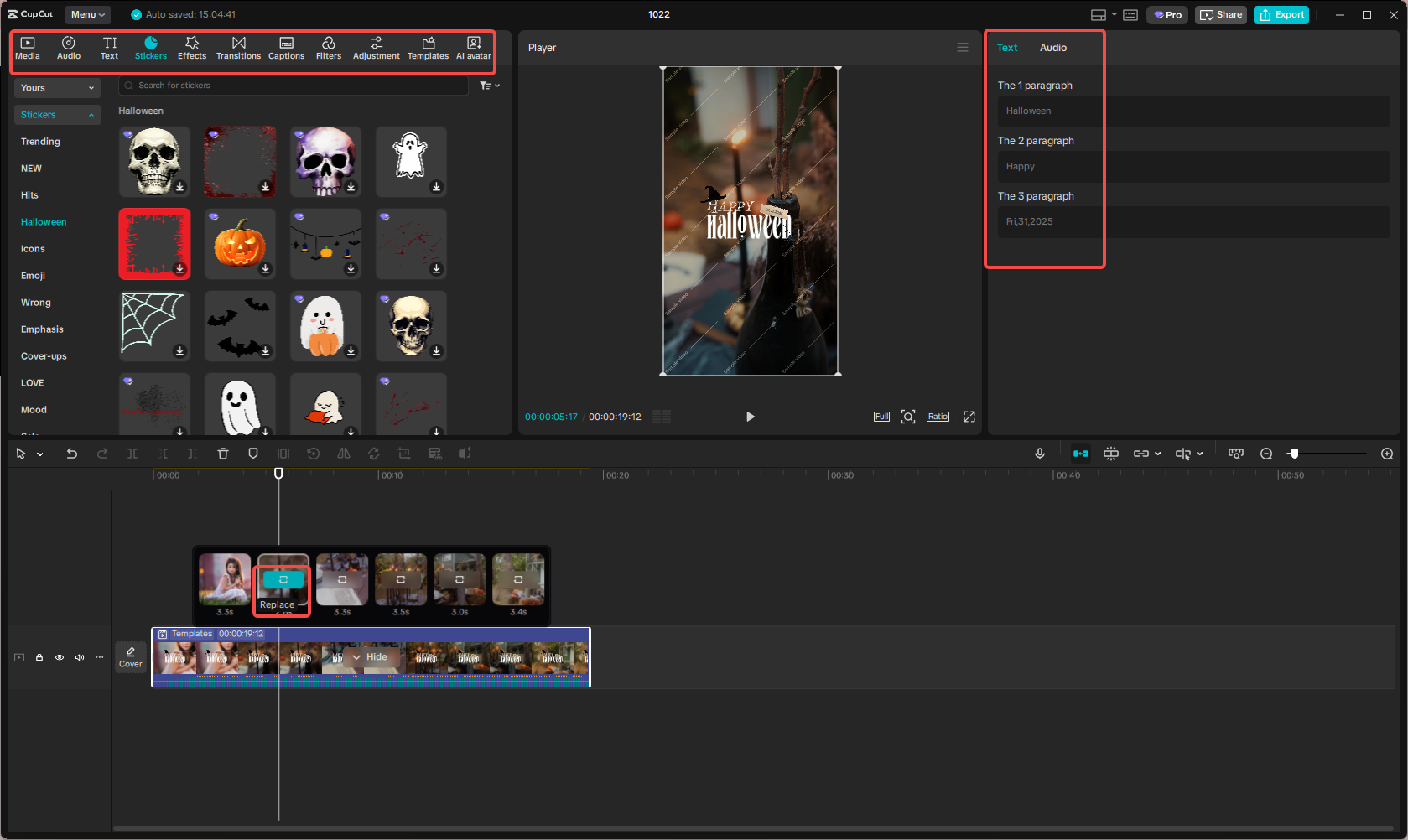 Edit the Halloween video template in CapCut
