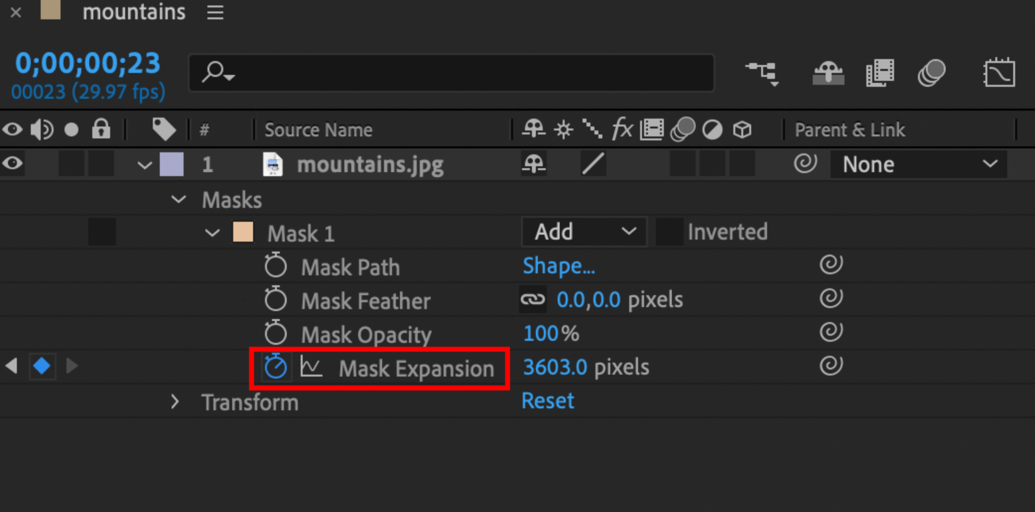 Animate mask expansion