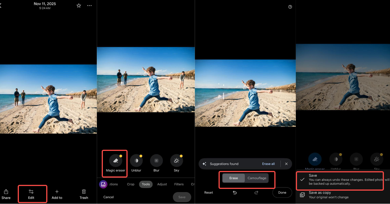 Edit people out of a photo