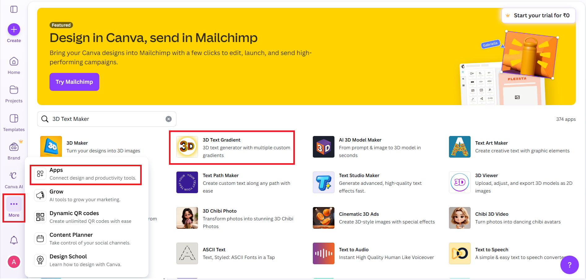 Abra o aplicativo 3D Text Gradient