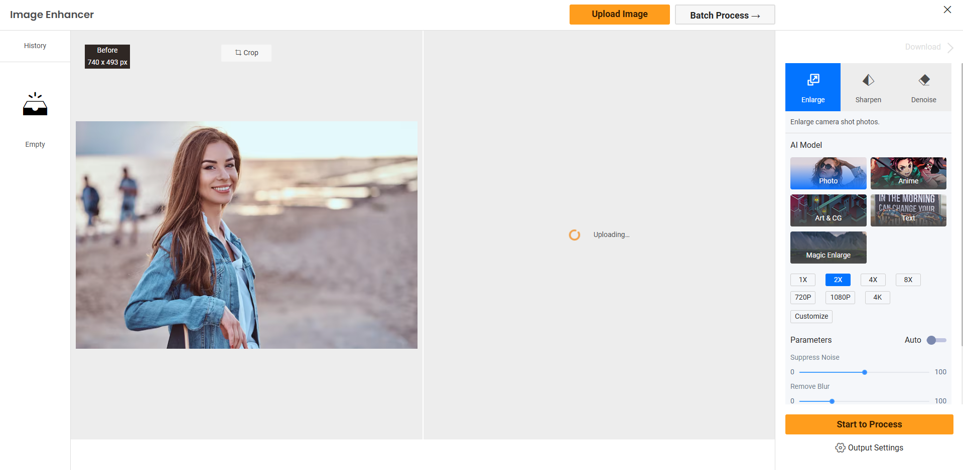 Interface of VanceAI - a tool to upscale images to 4K with AI