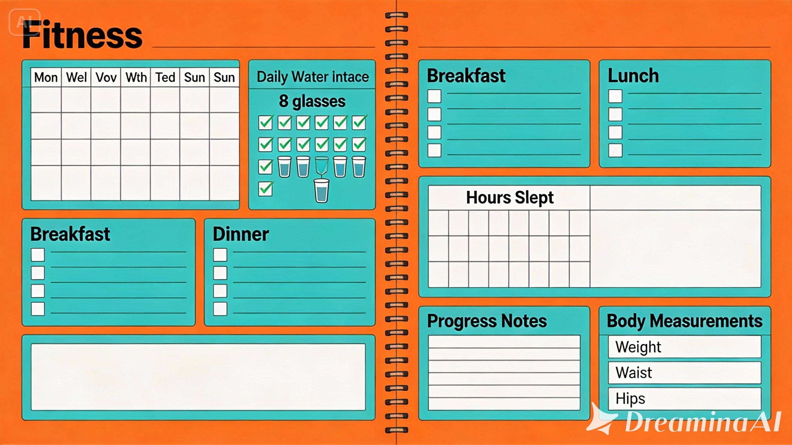 Fitness tracker planner