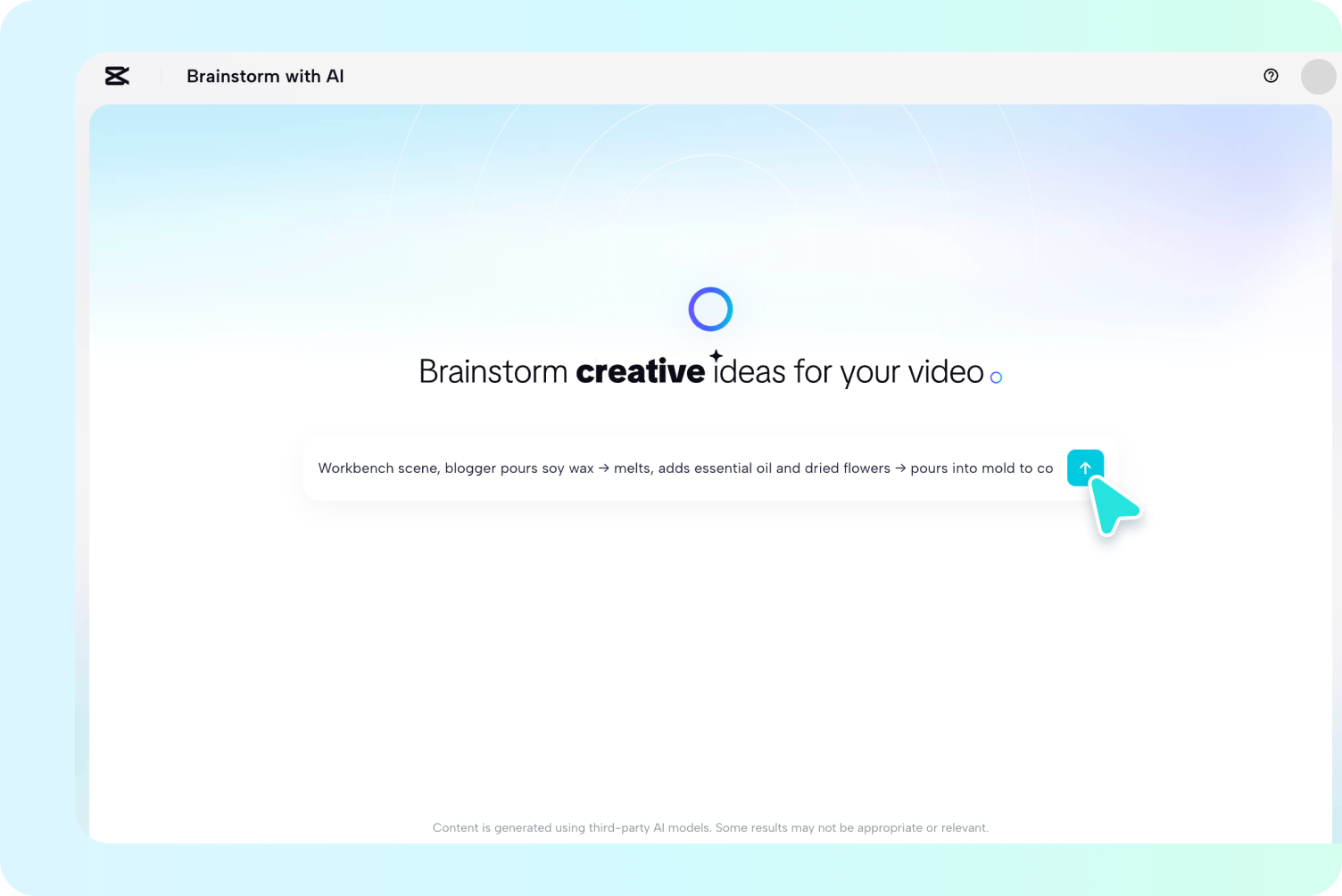  Inputting your main idea in the CapCut AI writer