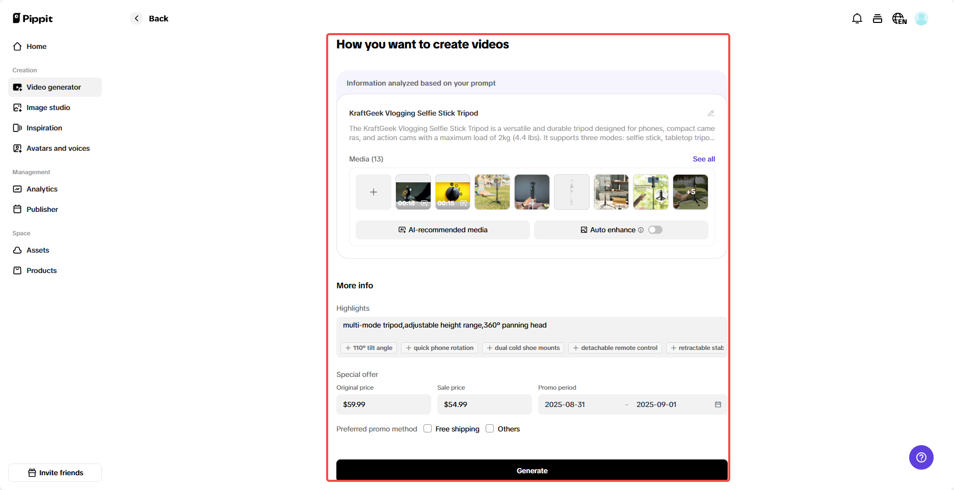 Set details for your video