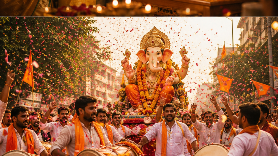 Ganesh Chaturthi CapCut Template prompt 3 original 16:9 visual