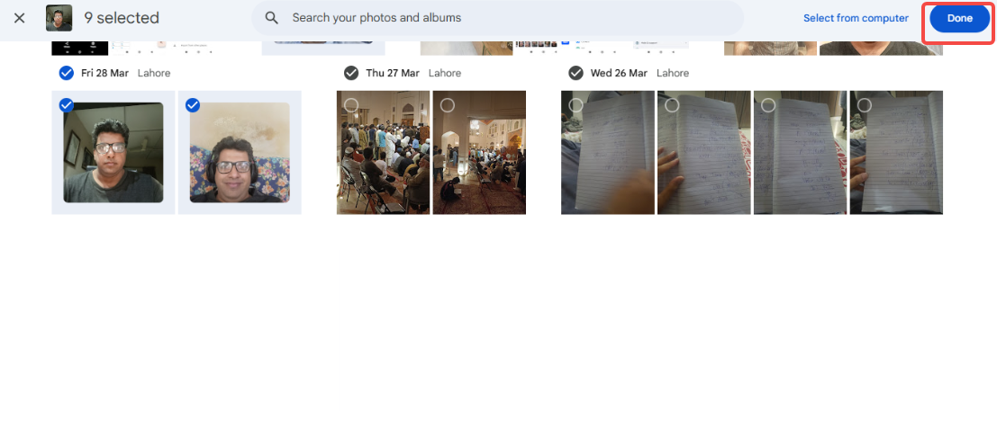 Select the photos for the slideshow