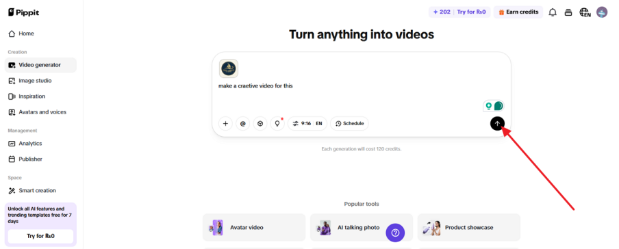 Ilagay ang iyong prompt para sa video
