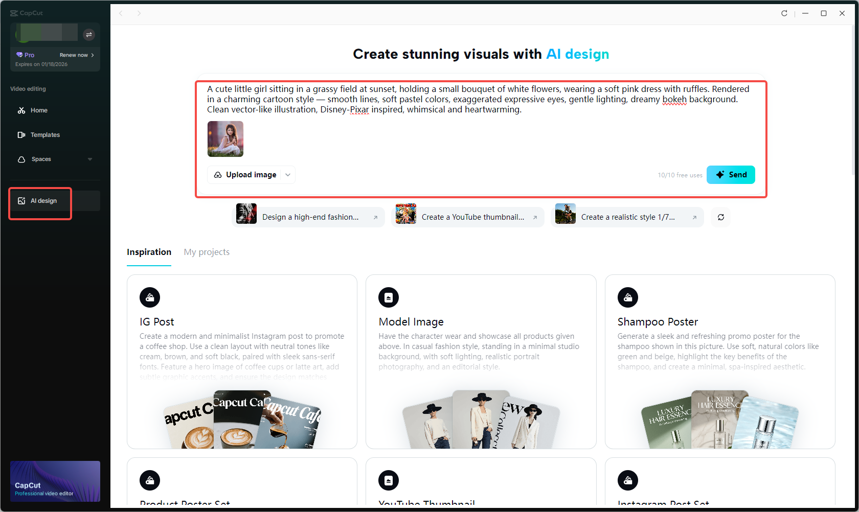 Upload your image and enter a text prompt