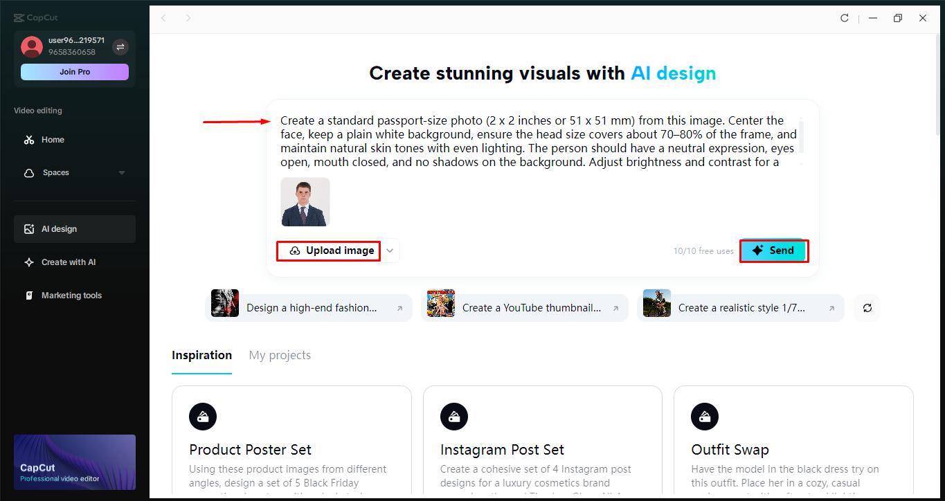 Edit and resize a passport photo with CapCut desktop video editor