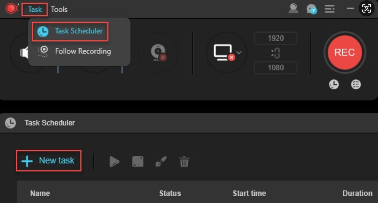 Interface of Apower screen recorder - best free software for laptop