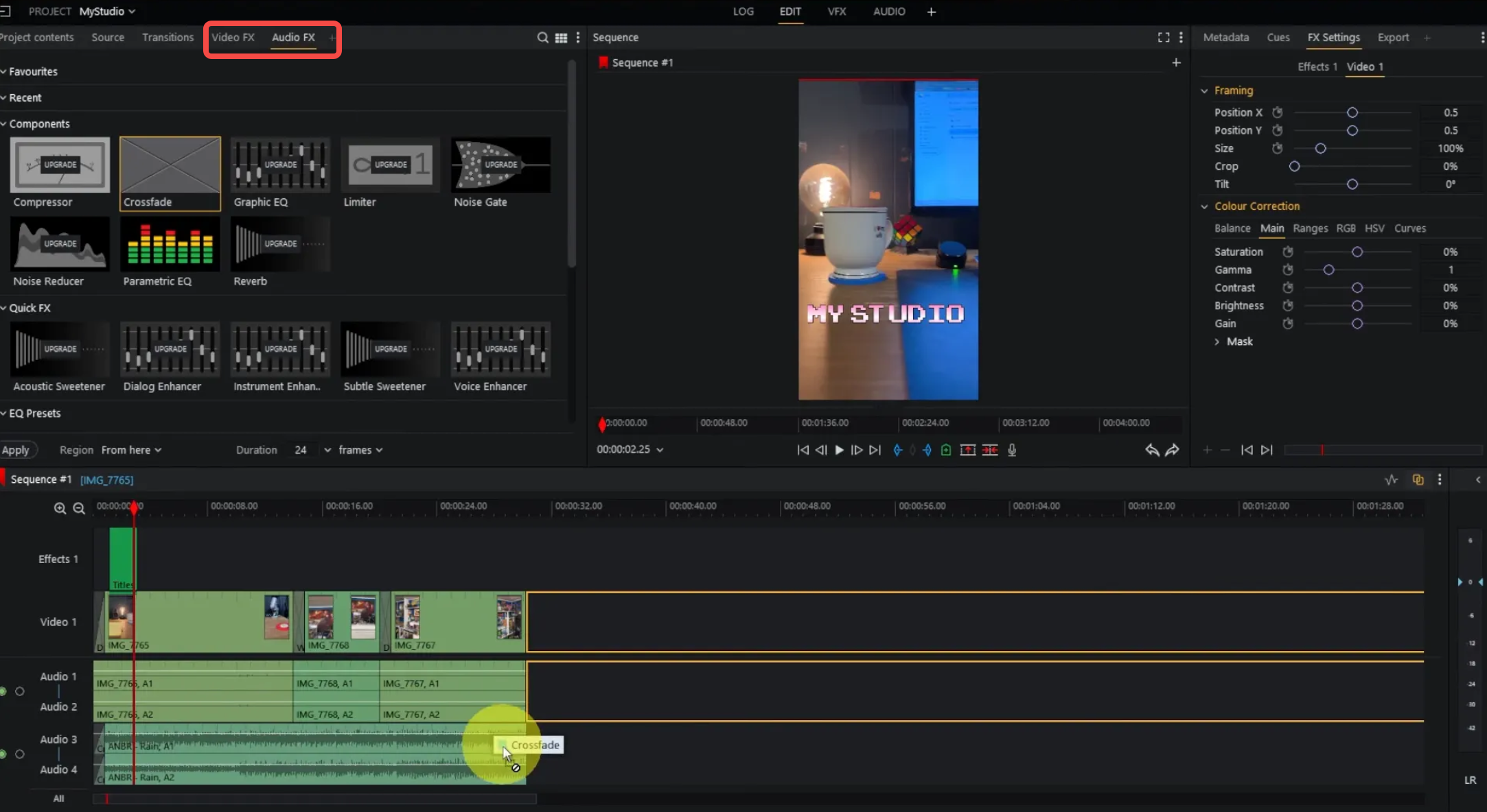 Applying VFX to the video with Lightworks video editor