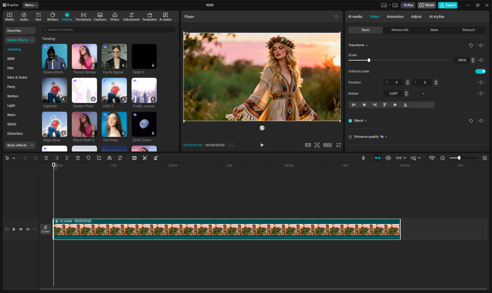 CapCut desktop interface
