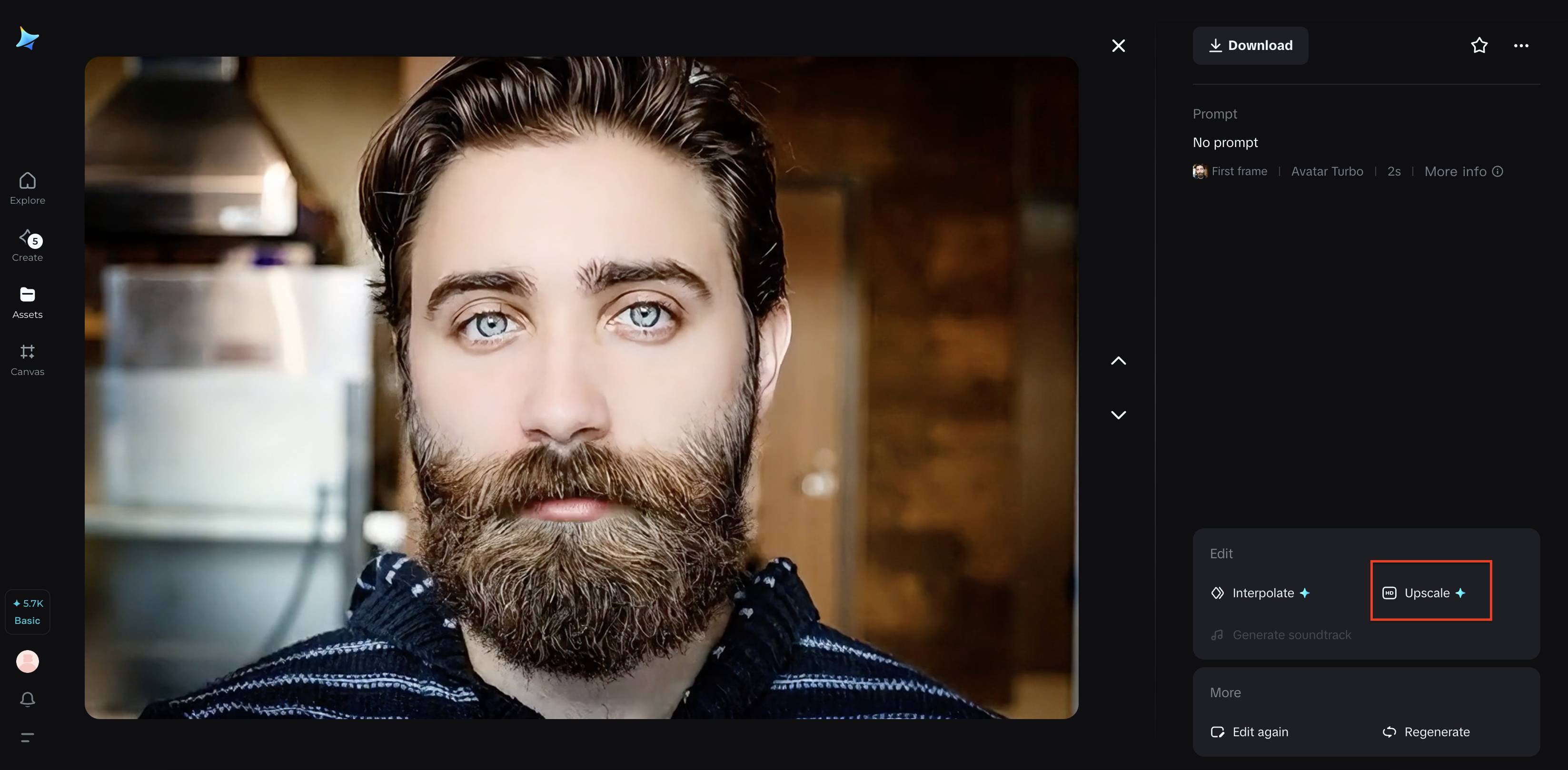 Upscale feature on Dreamina