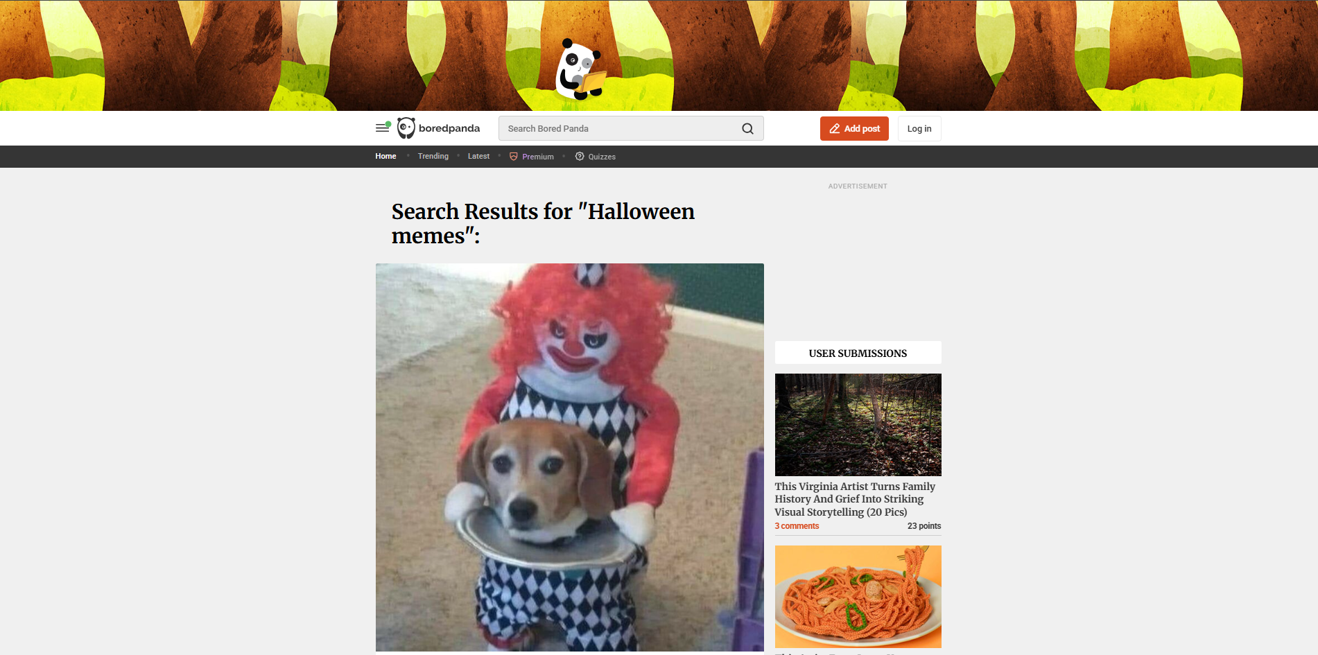 Interface of Bored Pana - another place to download Halloween memes