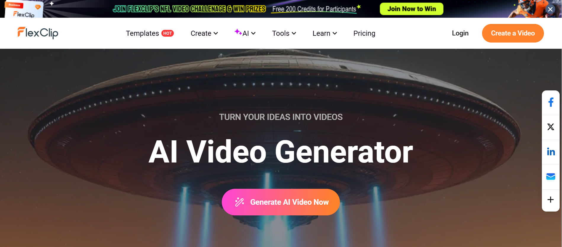 Interface of FlexClip free AI video maker