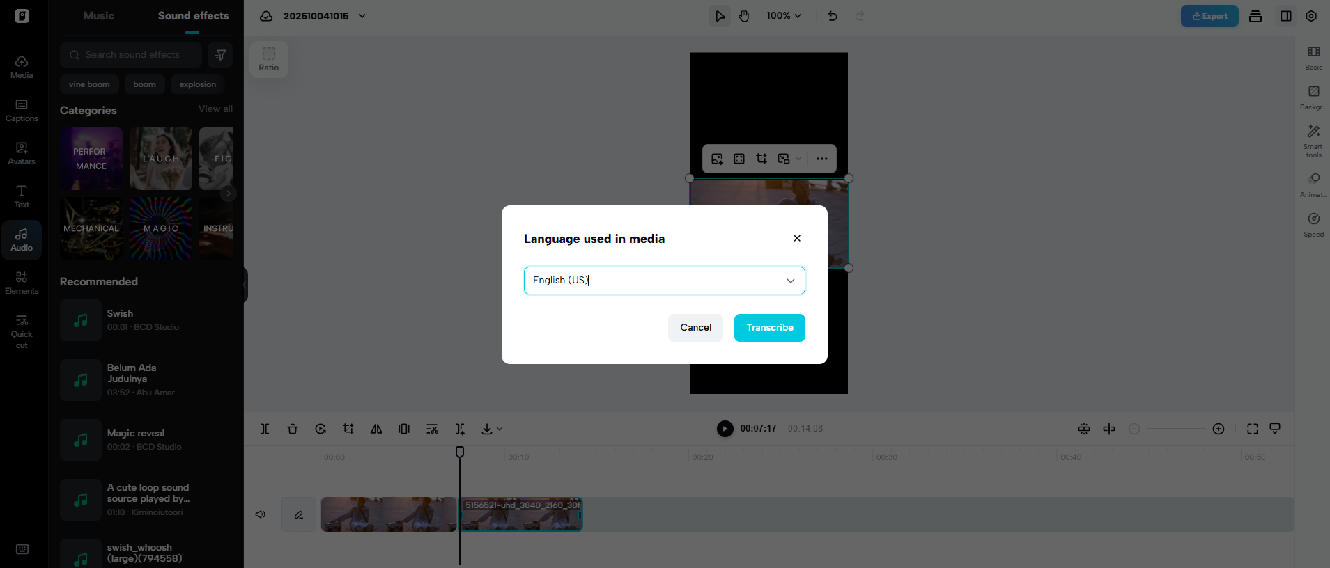 Transcribe audio to text