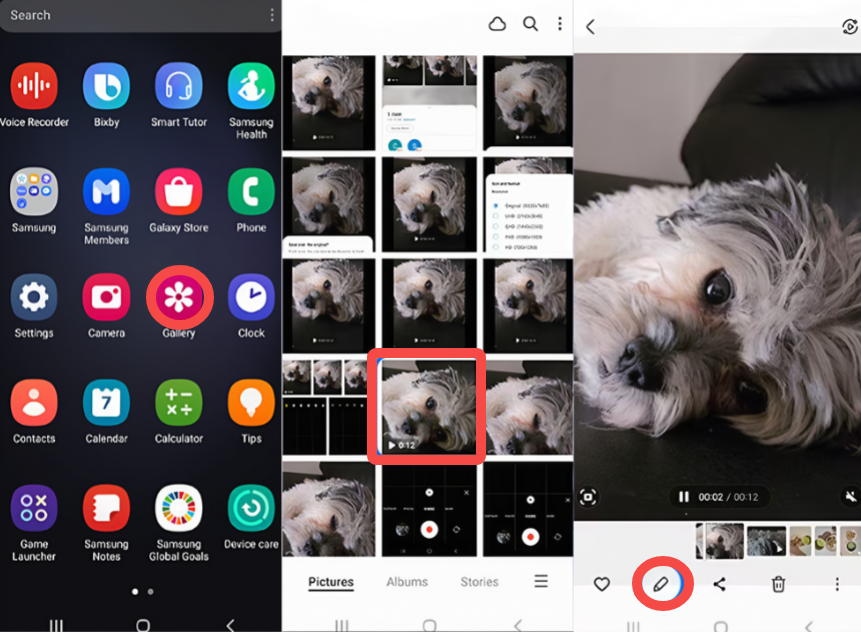 Importowanie i dostęp do narzędzi do edycji w Samsungu