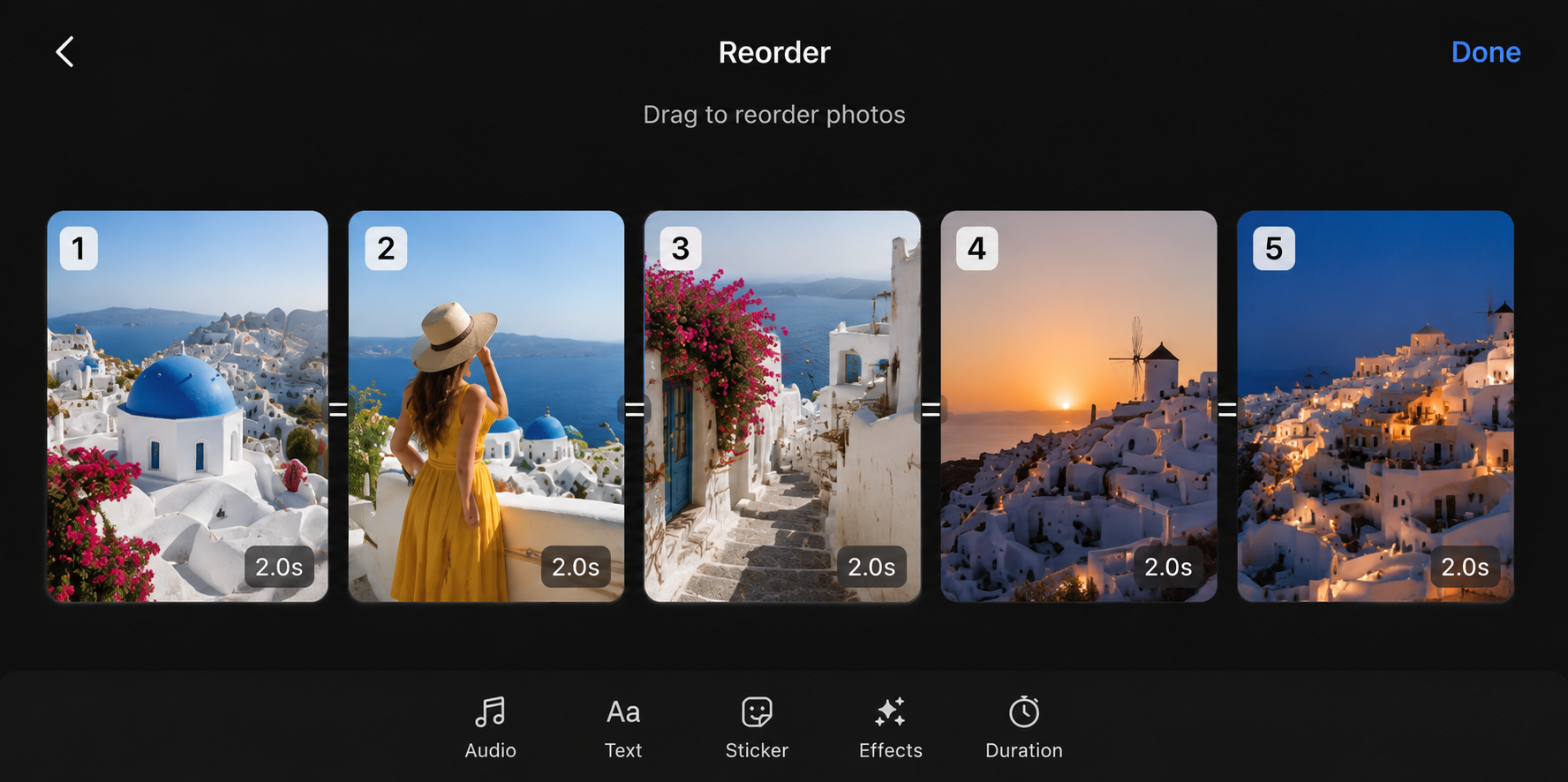 Arrange the photos in sequence