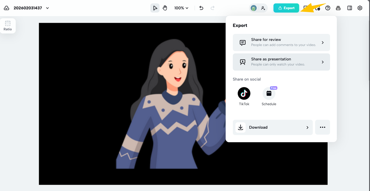 Export and sharing of Carnival content on social media