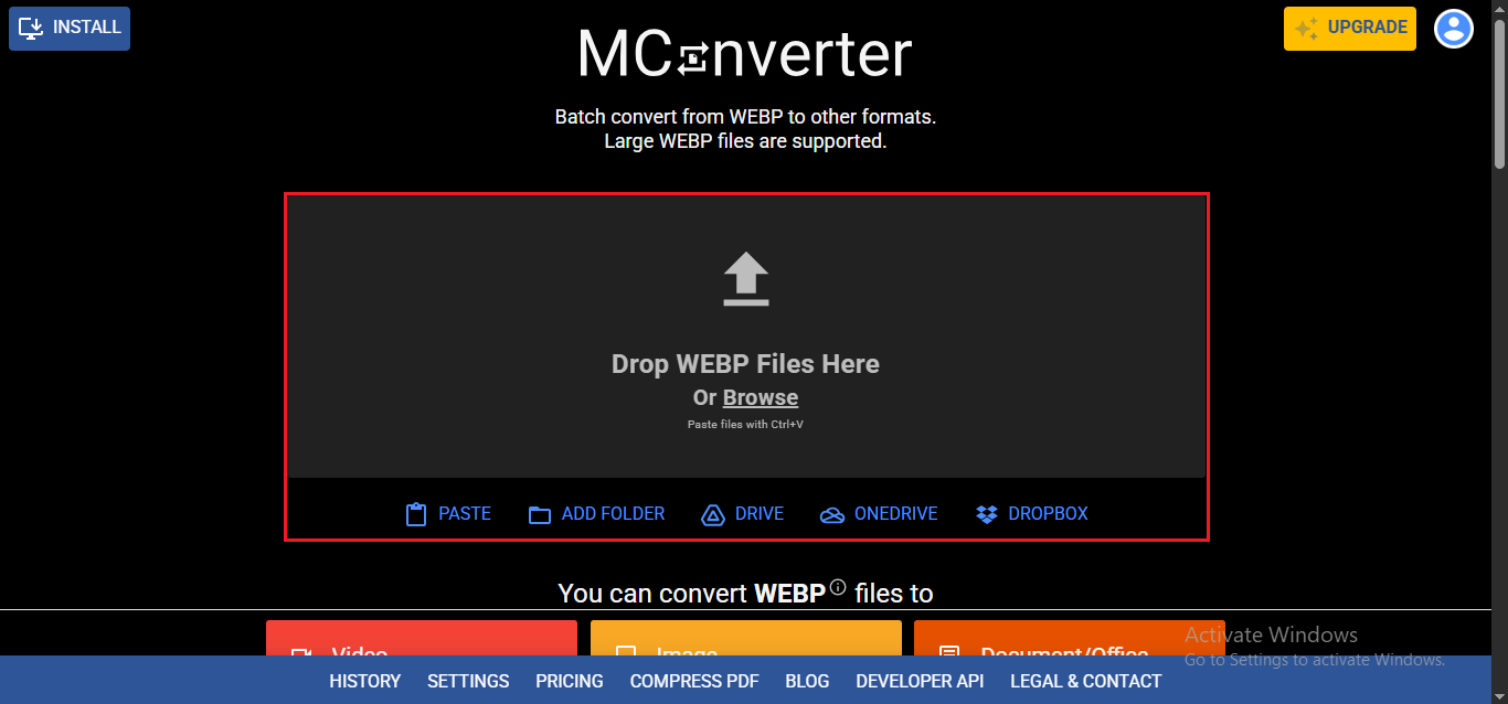 change WebP to MP4