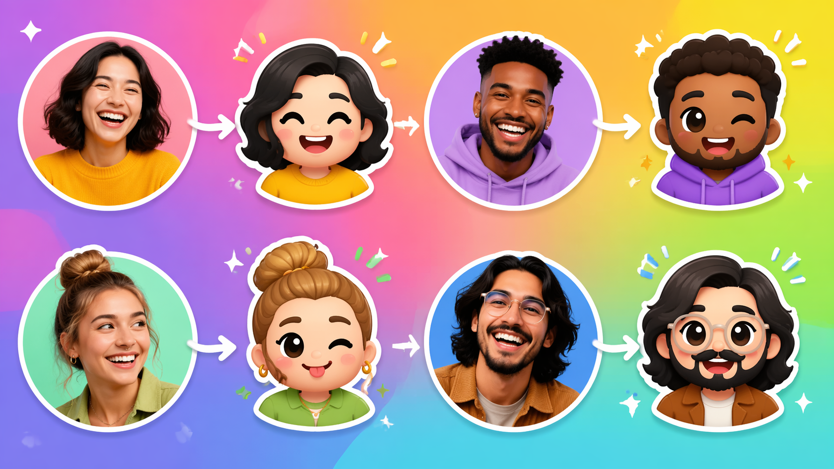 Dreamina Turn Photo into Emoji prompt example 2: Sticker Selfie Mood