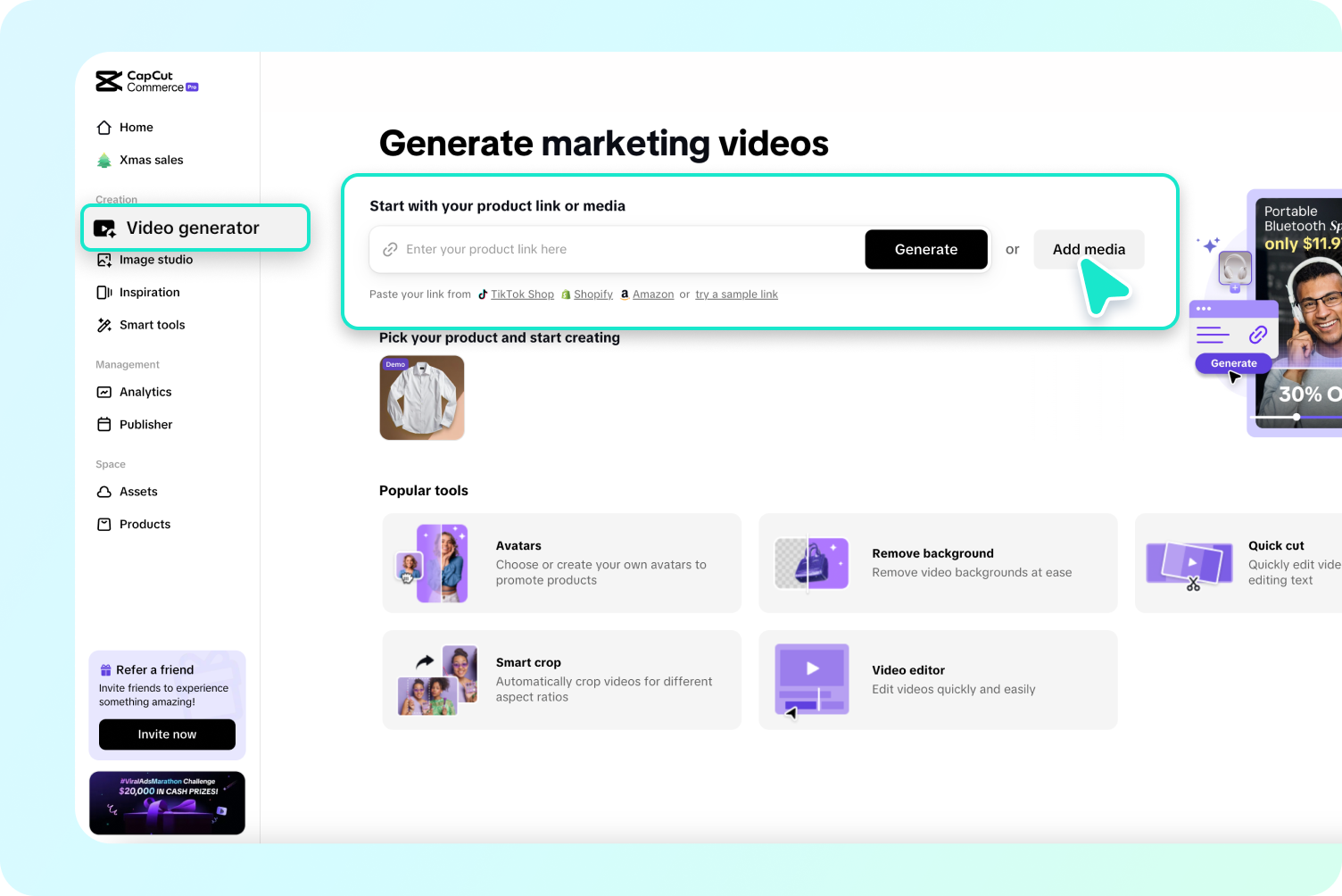 Upload video or enter a product link