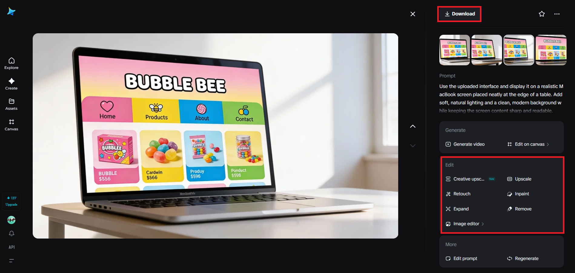 Sonucu rafine edin ve mockup 'ı indirin