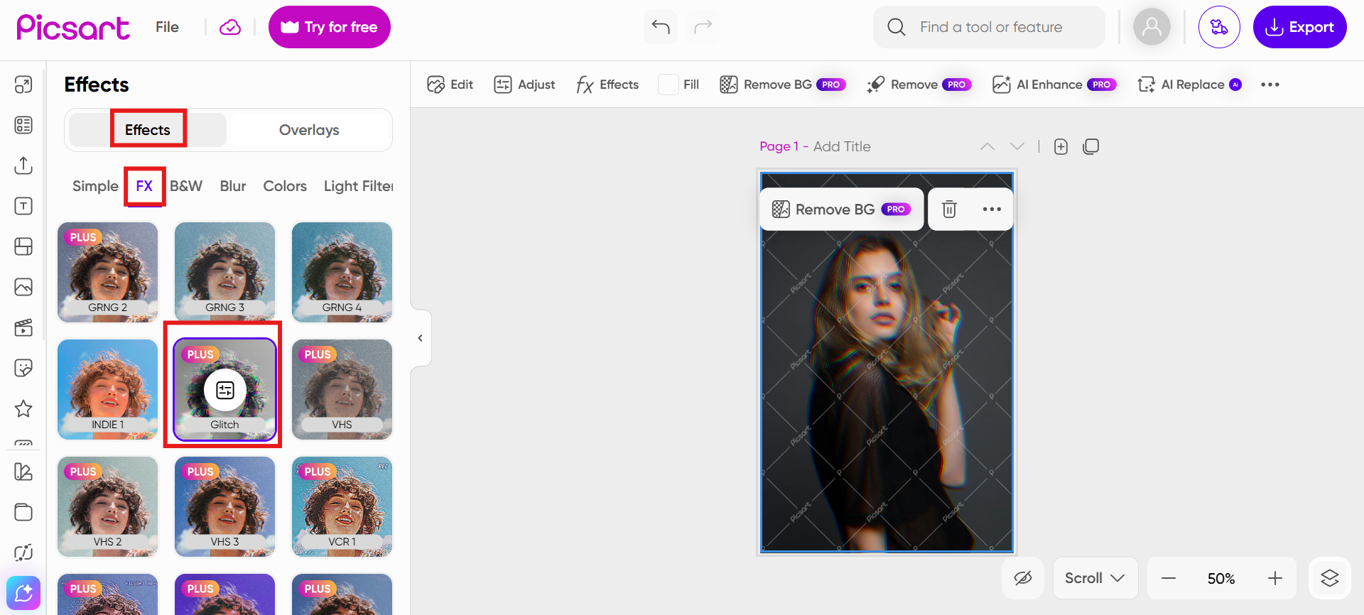 Selecione o filtro de falha e personalize