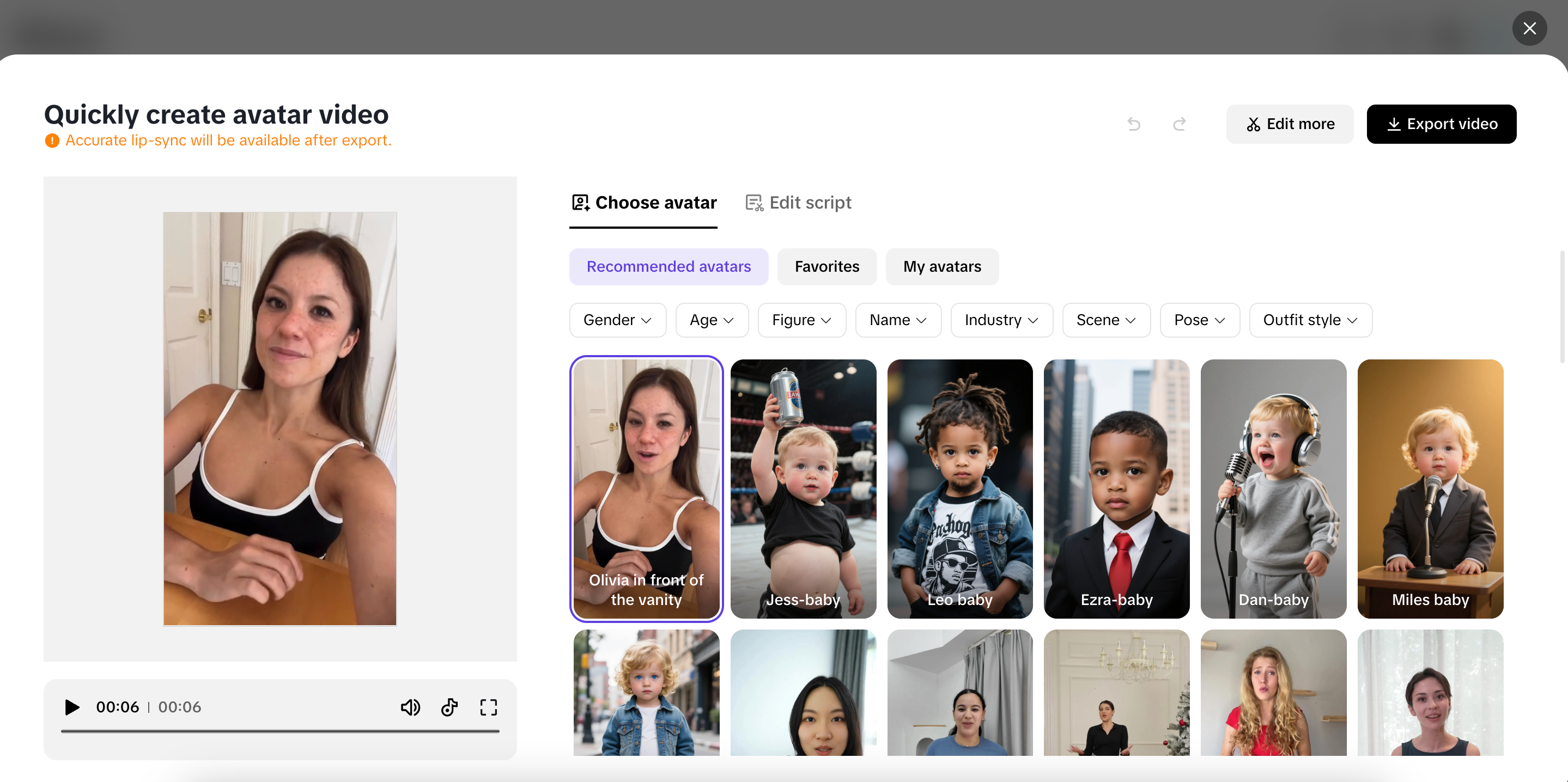 Adjust avatar settings