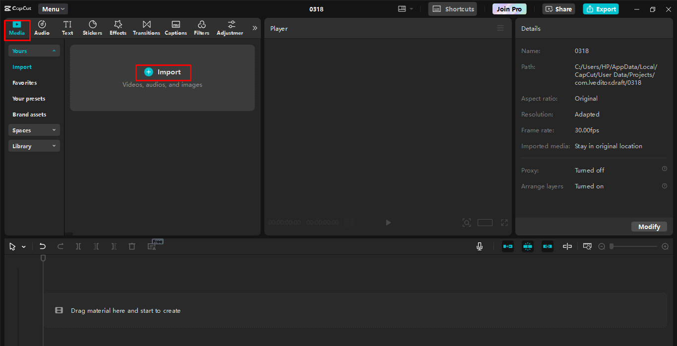 Tuodaan video CapCut-työpöytävideoeditoriin