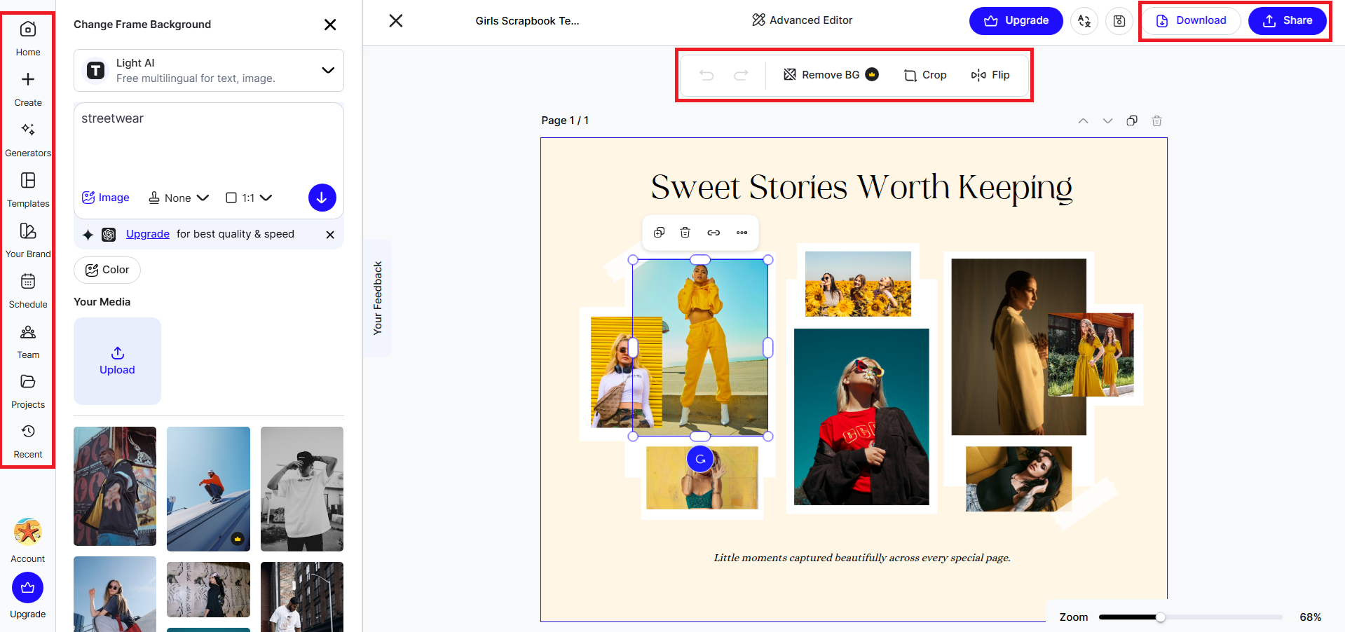 Customize and download your scrapbook page